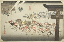 Miya: Religious Festival at Atsuta Shrine (Miya, Atsuta shinji), from the series..., c. 1833/34. Creator: Ando Hiroshige.