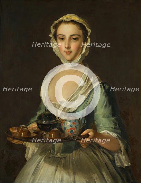 A young woman holding a tea tray (possibly Hannah, the artist's maid). Creator: Mercier, Philippe (1689-1760).