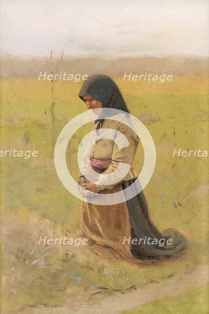 Study of a Kneeling Woman, 1890-1900. Creator: Ladislav Mednyanszky.