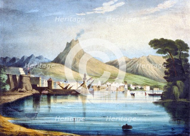 'Mount Vesuvius, as represented at the Surrey Zoological Gardens', Southwark, London, 1837. Artist: Anon