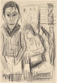 Self-Portrait in the Studio, 1923. Creator: Ernst Kirchner.