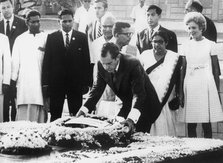 President Nixon lays wreath at Mahatma Gandhi's samadhi, Delhi, 1969. Artist: Unknown
