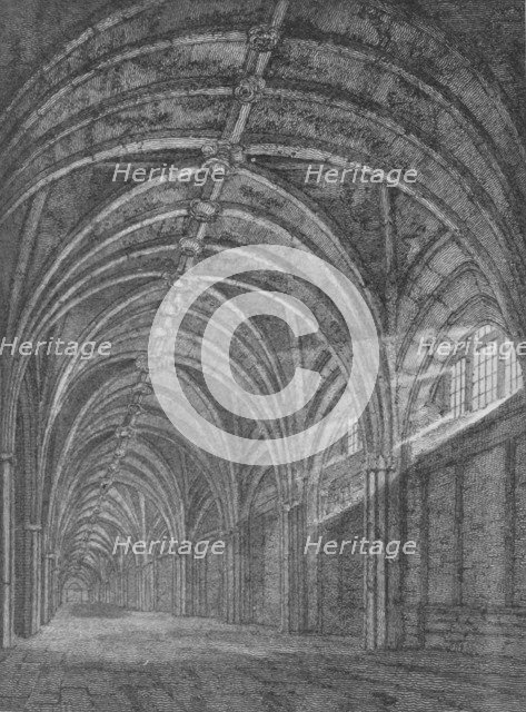 Eastern cloister of St Bartholomew's Priory, West Smithfield, City of London, c1805 (1906). Artist: John Greig.