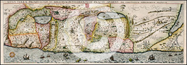 Map of the Holy Land Divided into the Twelve Tribes of Israel , 1580s. Creator: Adrichem, Christian Kruik van (1533-1585).