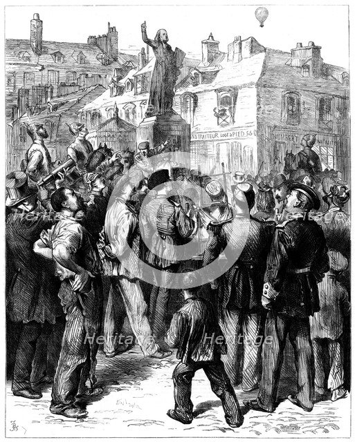 A balloon from Paris passing over Versailles, Franco-Prussian War, 1870 (1871). Artist: Unknown