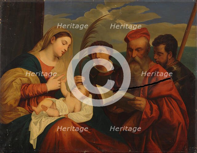 Mary with Child, St. Stephen, St. Jerome and St. Mauritius, a copy after Titian, 1849. Creator: Nils Jakob Blommer.