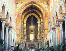 Cathedral interior with mosaics, Monreale, Sicily, Italy