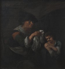 Old Lady Inspecting a Boy's Linen, 1748-1800. Creator: Unknown.