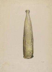 Glass Bitters Bottle, c. 1938. Creator: G. A. Spangenberg.