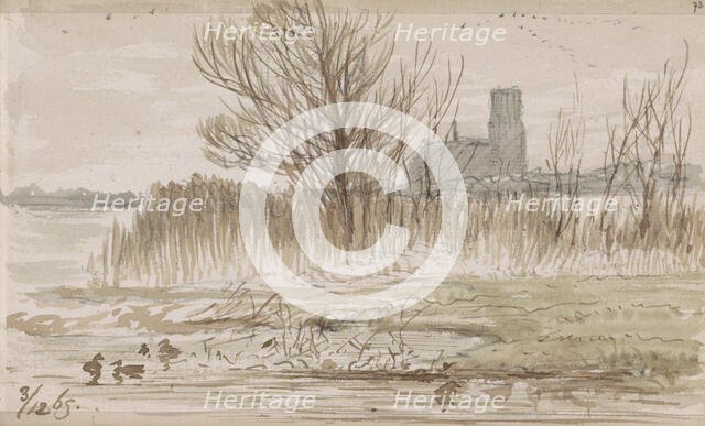 View of Kralingen on the water, 1865. Creator: Johannes Tavenraat.