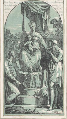 The Virgin and Child Enthroned, Saint Jerome at lower right, Saint Francis..., before 1749. Creator: Anton Maria Zanetti.