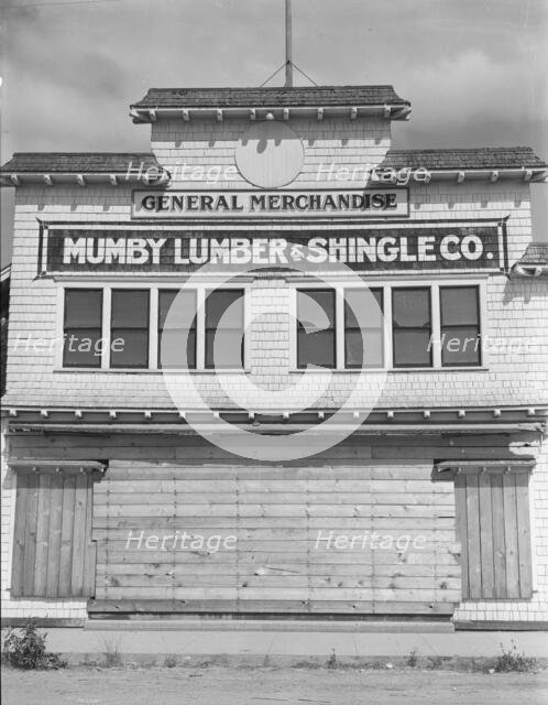 Office and company store, Malone, Grays Harbor County, Washington, 1939. Creator: Dorothea Lange.
