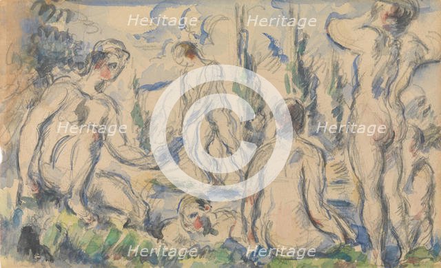 Bathers (recto); Landscape (verso), ca. 1888 (recto); n.d. (verso). Creator: Paul Cezanne.