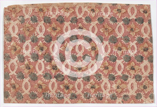 Sheet with overall lattice pattern with rosettes, 19th century. Creator: Anon.