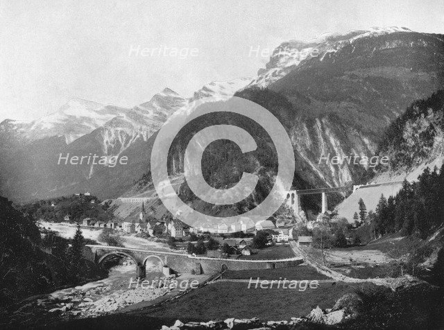 St Gotthard Pass and Bridge, Switzerland, 1893.Artist: John L Stoddard