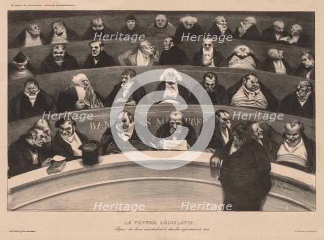 The Monthly Association (plate 18): The Legislative Belly, 1834. Creator: Honoré Daumier (French, 1808-1879); Aubert.