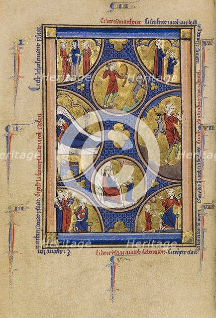 Scenes from the Lives of Isaac; Wenceslaus Psalter, Jacob, and Esau, about 1250-1260. Creator: Unknown.