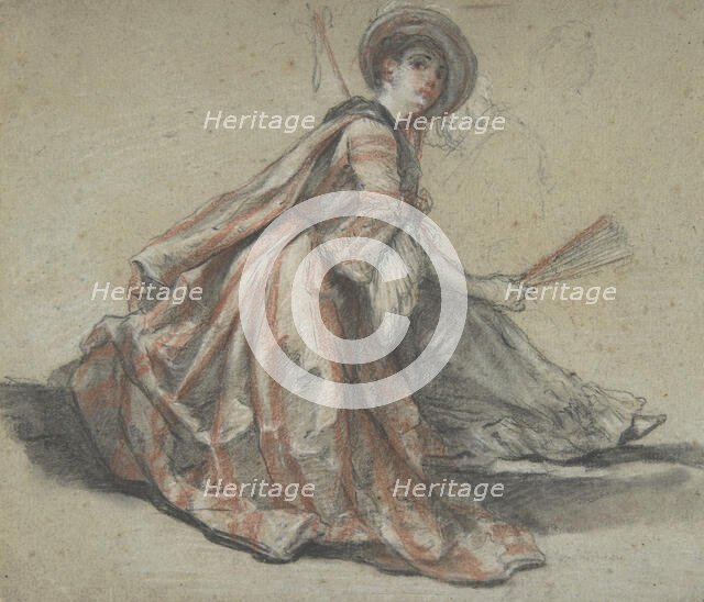 A Lady Holding a Fan, 18th century. Creator: Michel Barthelemy Ollivier.