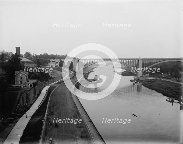 Washington Bridge and speedway, New York, c1900. Creator: Unknown.