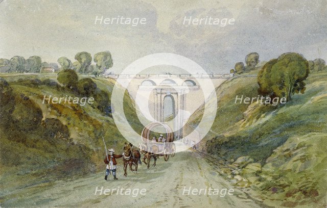 Highgate Archway viaduct, London, c1820. Artist: Anon