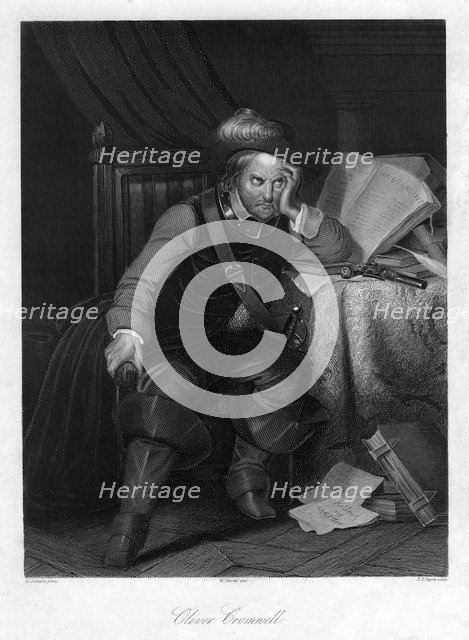 Oliver Cromwell with 'Killing no Murder', 1657, (19th century).Artist: AH Payne