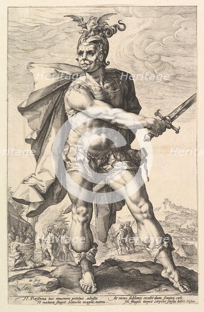 Mucius Scaevola, from the series The Roman Heroes, 1586. Creator: Hendrik Goltzius.