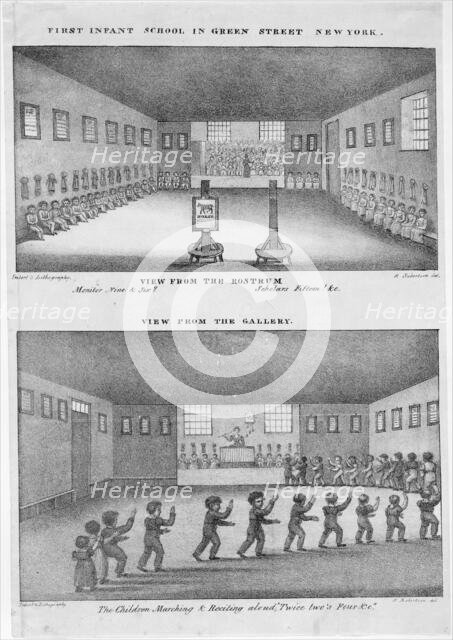 First Infant School in Green Street, New York, 1828. Creator: Anthony Imbert.