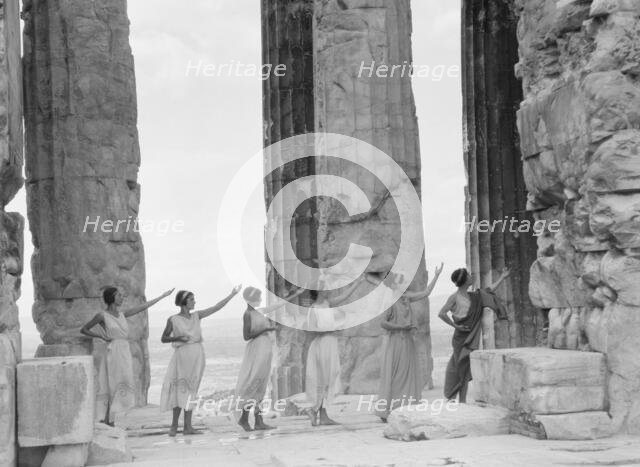 Kanellos dance group at ancient sites in Greece, 1929 Creator: Arnold Genthe.