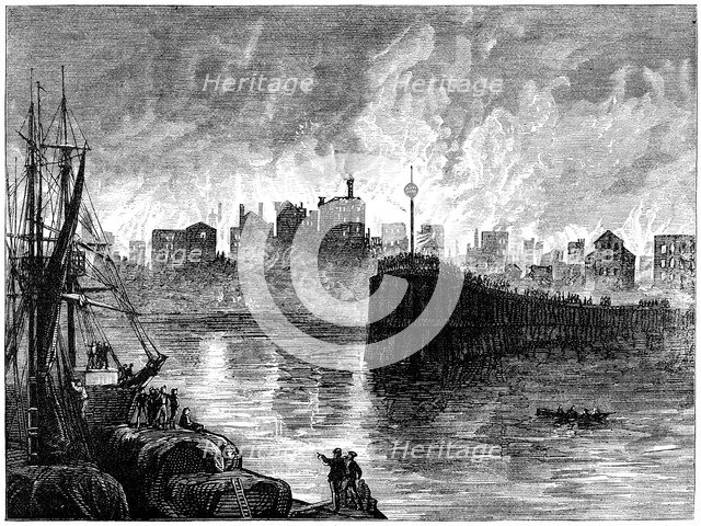 The burning of Chicago, Illinois, USA, 1871 (c1880). Artist: Unknown