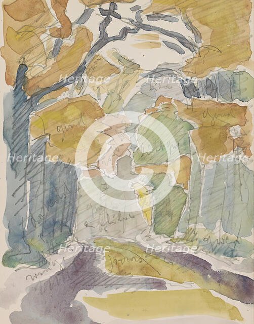 Forest path in autumn, c.1916. Creator: Reijer Stolk.