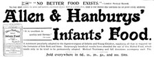Advertisement for Allen & Hanbury's Infants' Food, 1895. Creator: Unknown.