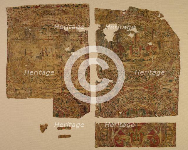 Lampas with confronted sphinxes in roundels, from the tomb of Saint Bernard Calvo, 1200-1243. Creator: Unknown.