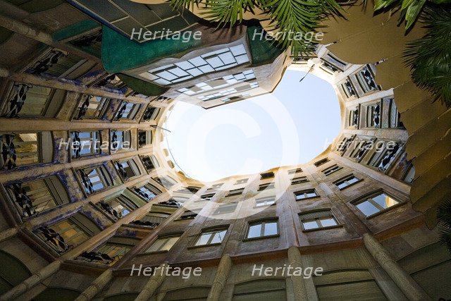 The inner courtyard of La Pedrera (Mila House), Barcelona, Spain, 2007. Artist: Samuel Magal