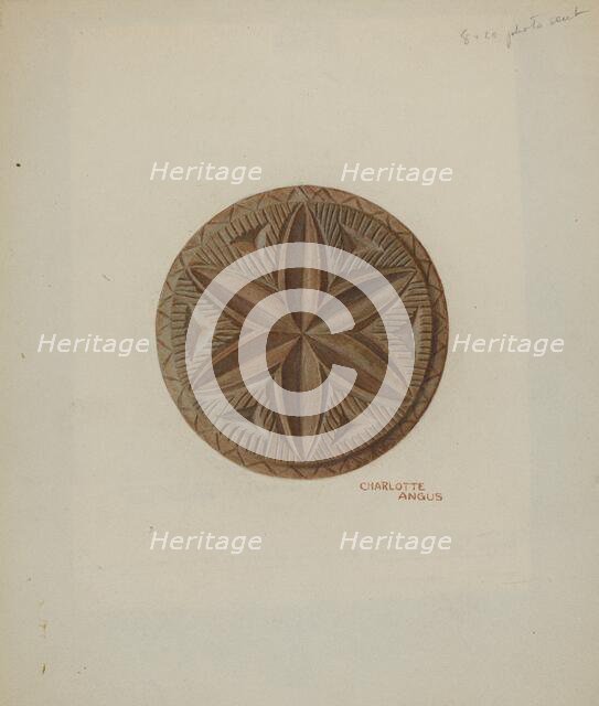 Pa. German Butter Mold, c. 1940. Creator: Charlotte Angus.