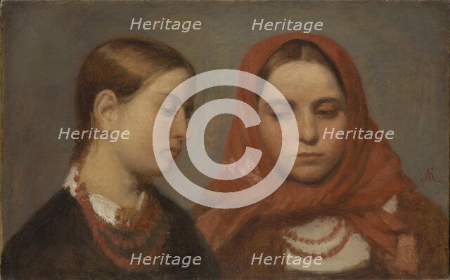 Heads of Two Young Girls, c1870. Creator: Aleksander Kotsis.