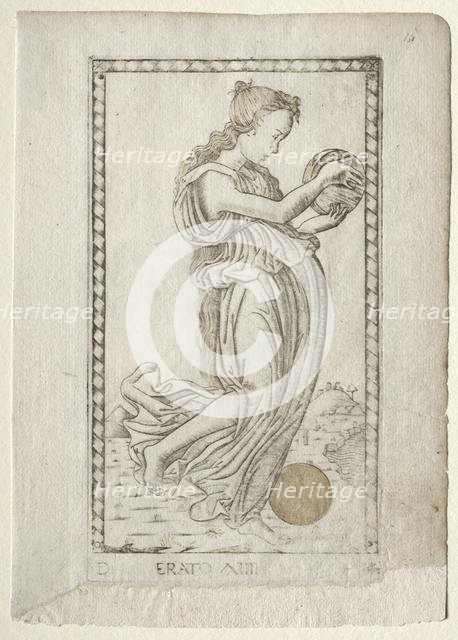Erato (lyric and love poetry) (from the Tarocchi series D..., before 1467. Creator: Master of the E-Series Tarocchi (Italian, 15th century).