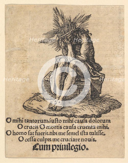 The Man of Sorrows Seated, title page of The Small Passion, ca. 1511. Creator: Albrecht Durer.