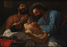 SS  Cosmas and Damian dressing a chest wound , 1748. Creator: Antoine de Favray.