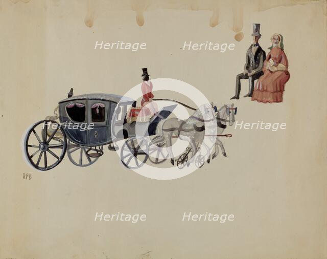 Toy Coach and Two Horses, c. 1936. Creator: Raoul Du Bois.