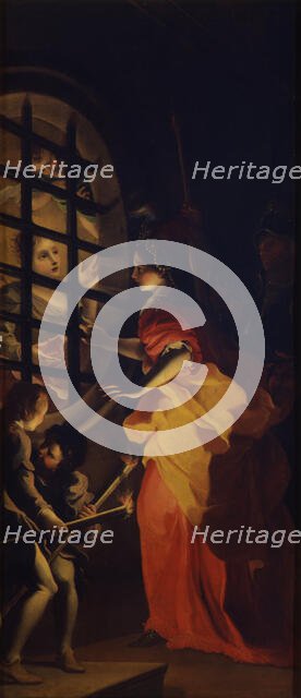 Empress Faustina Visiting Saint Catherine in Prison, 1694. Creator: Preda, Carlo (1651/52-1729).