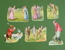 Victorian scraps on the theme of golf, c1890 - c1910. Artist: Unknown