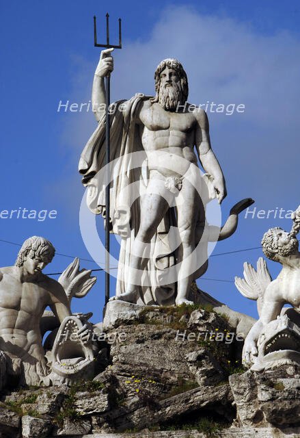 Fountain of Neptune, Piazza del Popolo, Rome, Italy, 2009.  Creator: LTL.