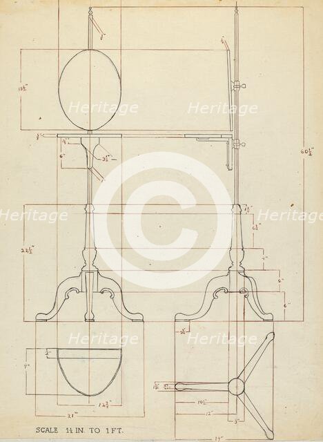 Pole Screen and Candlestand, 1935/1942. Creator: Elizabeth Curtis.