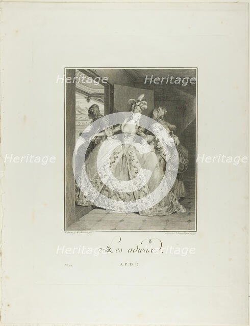 Goodbyes, from Monument du Costume Physique et Moral de la fin du Dix-huitième siècle, 1777. Creator: Nicolas Delaunay.