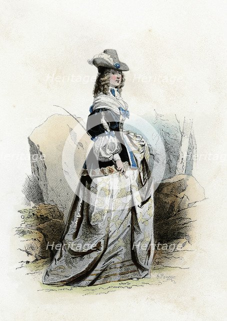 Christina of Sweden (1626-1689), Queen of Sweden from 1632-1654, engraving from 1870.