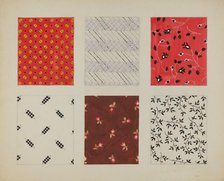 Materials from Quilt, c. 1937. Creator: Dorothy Posten.