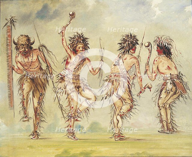 Four Dancers, 1843-1844. Creator: George Catlin.