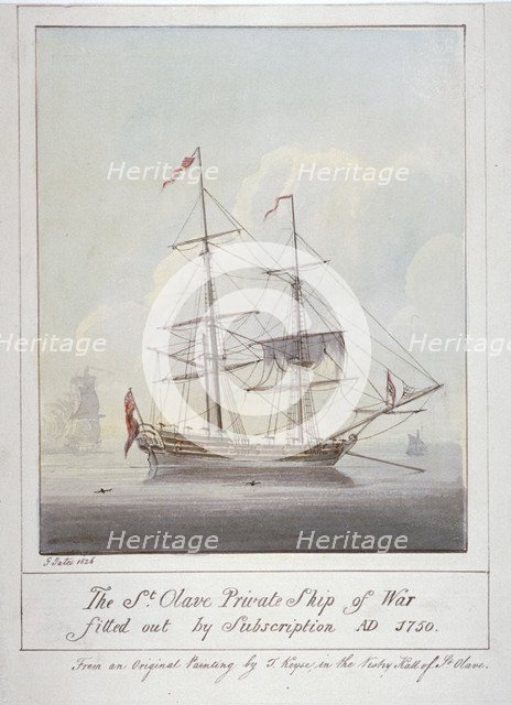 Warship the 'St Olave', 1826. Artist: G Yates