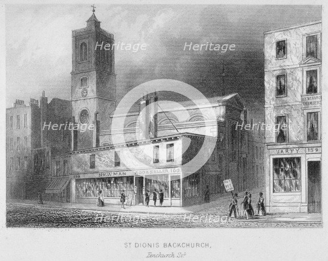 View of St Dionis Backchurch from Fenchurch Street, City of London, 1847. Artist: Albert Henry Payne