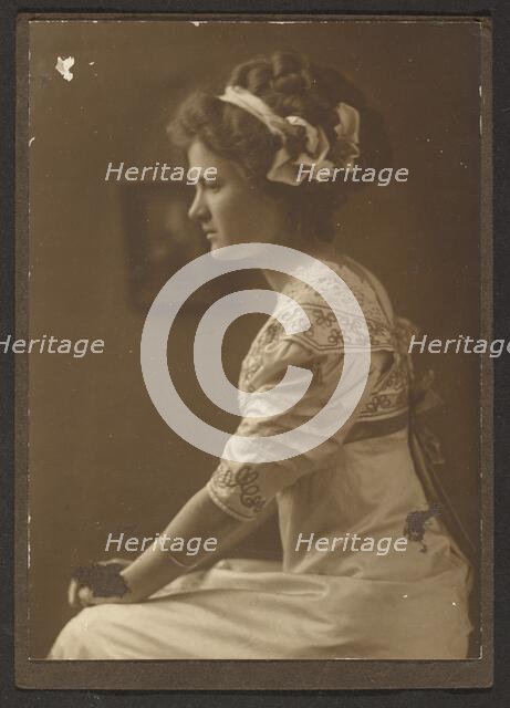 Portrait of a Woman with Ribbons in her Hair, 1907-1943. Creator: Louis Fleckenstein.